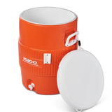 Igloo 10 Gallon Portable Sports Cooler Water Beverage Dispenser with Flat Seat Lid, Insulated Beverage Dispenser, Orange/White