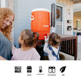 Igloo 10 Gallon Portable Sports Cooler Water Beverage Dispenser with Flat Seat Lid, Insulated Beverage Dispenser, Orange/White