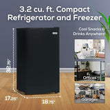 Igloo 3.2 Cu.Ft. Mini Fridge with Freezer - Single Door Compact Refrigerator with Glass Shelves for Homes, Dorms & Offices- Keep Snacks, Drinks & Frozen Foods Cool with Temperature Control Mini Fridge