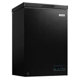 Igloo 3.5 Cu Ft. Upright Deep Freezer Chest- Deep Freezer with Quick Freezing System & Adjustable Thermostat- Low Noise Freezer with Removable Basket & LED Lights for Homes, Garages & Basements- Black