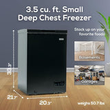 Igloo 3.5 Cu Ft. Upright Deep Freezer Chest- Deep Freezer with Quick Freezing System & Adjustable Thermostat- Low Noise Freezer with Removable Basket & LED Lights for Homes, Garages & Basements- Black