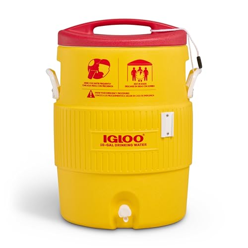 Igloo 400 Series Water Cooler, 10 gal, 16 dia x 23.5 h, /Red