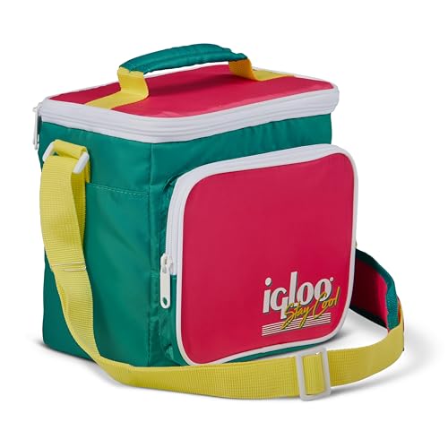 Igloo 90s Retro Collection Square Lunch Box Cooler with Front Pocket and Adjustable Strap, Insulated Leakproof Lunch Cooler Bag, | Backpacks4Less