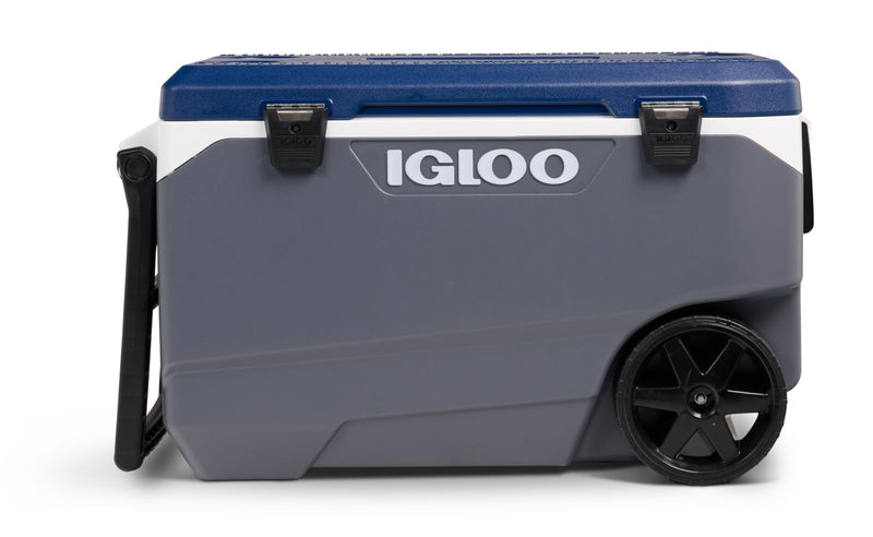 Igloo Maxcold 90 QT Cooler, Insulated Cooler Chest with Soft Ride Wheels, Leak - Proof Outdoor Hard Cooler, 5 - Day Ice Retention, 134 Can Capacity