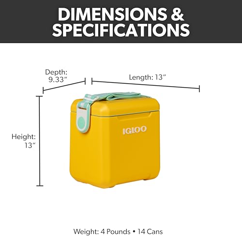 Igloo Yellow 11 Qt Tag Along Too Strapped Picnic Style Cooler