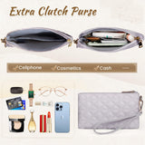 IGOLUMON Laptop Bag for Women 15.6 Inch Vegan Leather Work Tote Bag Quilted Womens Briefcase Designer Laptop Bags for Office Teacher College Cute Computer Bag with Purse Professional Grey Purple