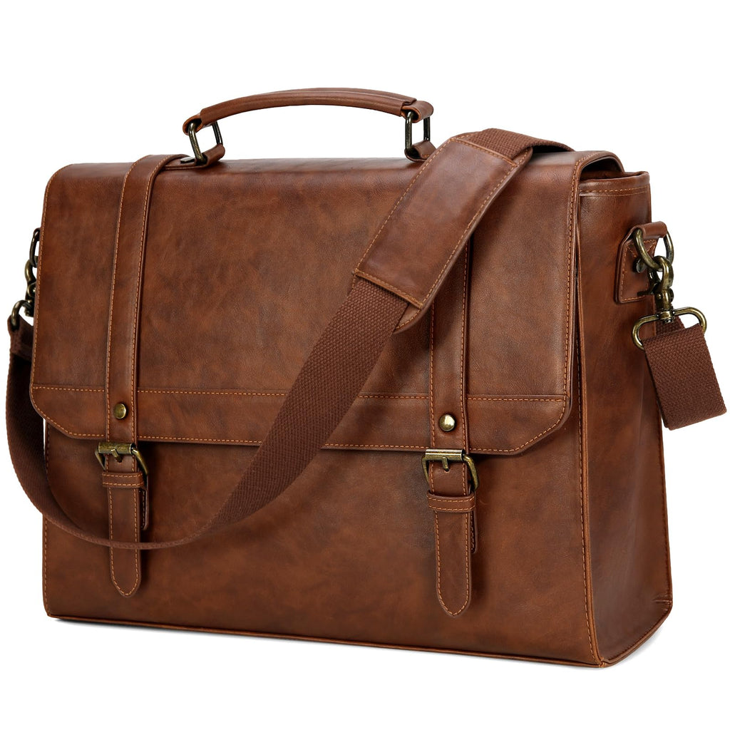 IGOLUMON Messenger Bag for Men 15.6 inch Vintage Leather Waterproof Laptop Briefcase Large Computer Laptop Bag Leather Satchel Bag | Backpacks4Less