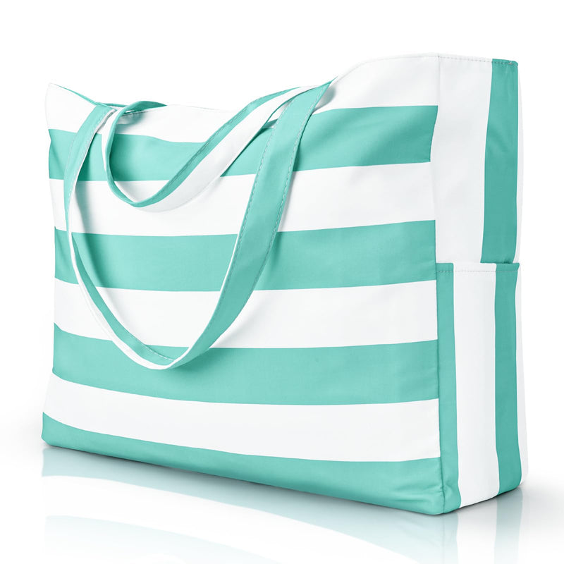 Iioscre Beach Bag for Women,Waterproof Beach Tote with Zipper and Pocket, Sandproof Large Swim Pool Bag for Travel