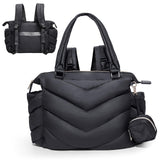 ILCOLPO Diaper Bag Tote, Diaper Bag Backpack,Puffer Tote Bag with Pacifier Case, Lightweight Mommy for Hospital, Puffy with 10 Pockets, Convertible Baby for Travel, Black
