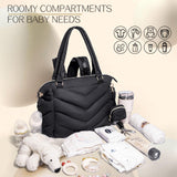 ILCOLPO Diaper Bag Tote, Diaper Bag Backpack,Puffer Tote Bag with Pacifier Case, Lightweight Mommy for Hospital, Puffy with 10 Pockets, Convertible Baby for Travel, Black