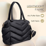 ILCOLPO Diaper Bag Tote, Diaper Bag Backpack,Puffer Tote Bag with Pacifier Case, Lightweight Mommy for Hospital, Puffy with 10 Pockets, Convertible Baby for Travel, Black