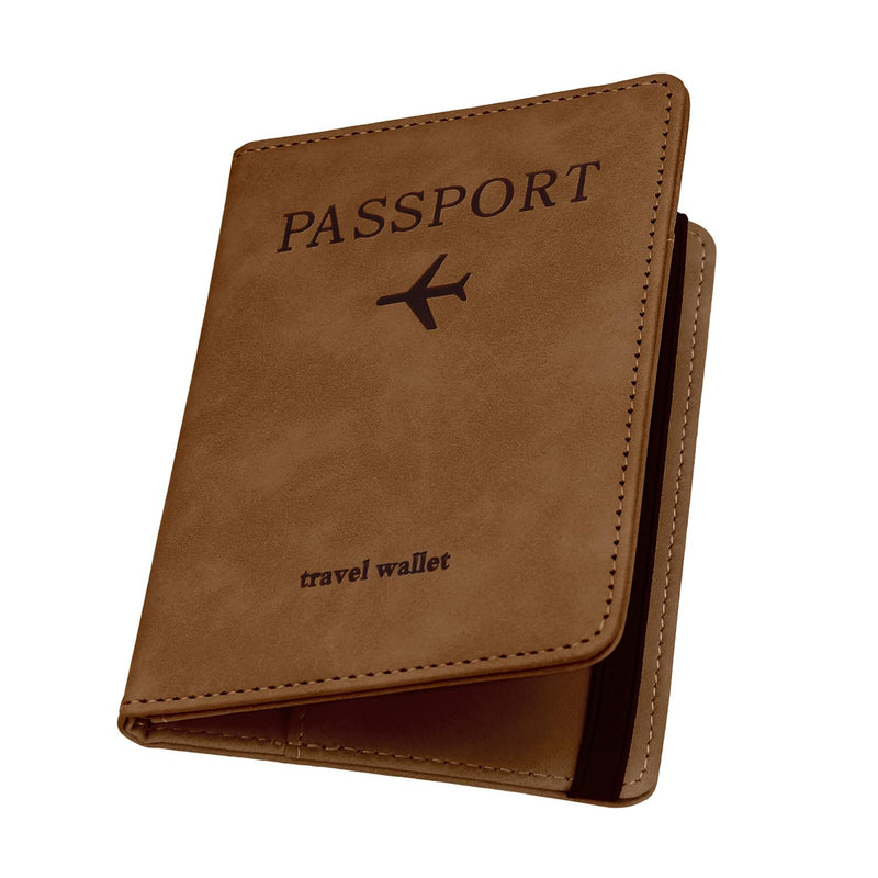 ILIYAH - Passport Cover - Passport Holder Travel Wallet - RFID Blocking Passport Case Travel Accessories Card Holder Wallet Unisex Travel Gifts (Brown)