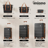 imiomo Hard Shell Luggage Sets 5 Piece for Women, Lightweight Hardside Rolling Suitcase Set with Spinner Wheels and TSA Lock, Black