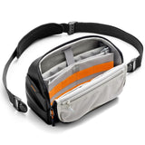 Inateck Sling Bag X - Modo, 135° Opening Design Tech Pouch, Water - resistant Protective Storage Crossbody Bag for Men Women, Compatible with iPad Mini, Switch, Hard Drives, Headphones, Black