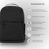 Incase Facet 25L Durable Travel Backpack + Laptop Bag with Computer Sleeve with Quick Release Strap - Carry On Backpack (Black, 25L)