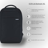 Incase ICON Lite Backpack - 16L Tech Backpack with Faux Fur 16" Laptop Compartment, Quick Access Pocket - Lightweight, Organized, 3 Zippered Pockets - Navy