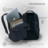 Incase ICON Lite Backpack - 16L Tech Backpack with Faux Fur 16" Laptop Compartment, Quick Access Pocket - Lightweight, Organized, 3 Zippered Pockets - Navy