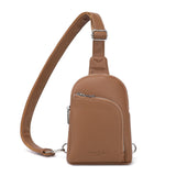 INICAT RFID Blocking Sling Bag, Anti Theft Crossbody Bag for Women, Travel Fanny Pack Style Purse, Vegan Leather(Brown)