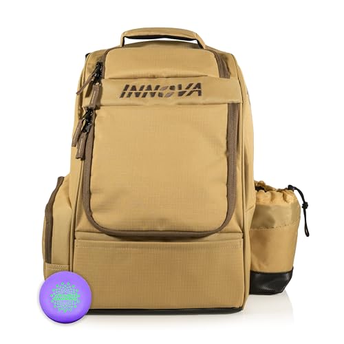 Innova Adventure Pack Disc Golf Backpack – Holds 25 Discs – Includes Mini, Disc Golf Bag (Sand/Coffee) | Backpacks4Less