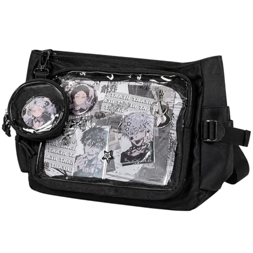 Inshere Ita Crossbody Bag, Nylon Messenger Bag with Clear Display Window and Detachable Pin Display Bag, Kawaii Shoulder Purse with | Backpacks4Less