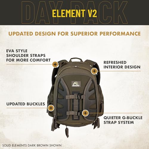 Insights Hunting by frogg toggs- The V2 Element, Heavy Duty 1,831 Cubic Inch Hiking Fishing Camping Hunting Backpack, Solid Elements Forest Green