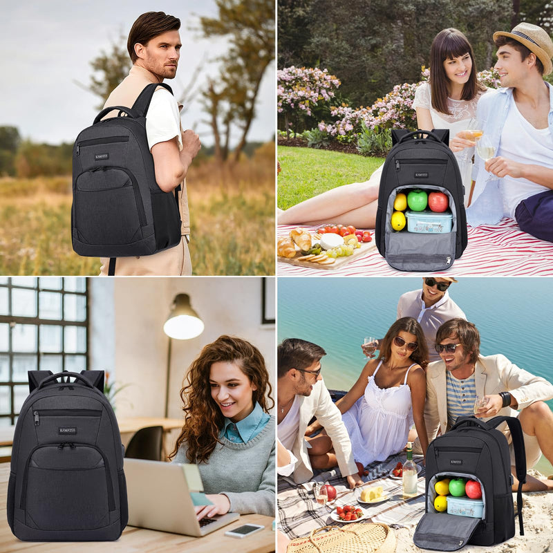 Insulated Lunch Backpack for Men & Women, Water Resistant Cooler Bag with Easy to Clean Design, Large Travel Business Backpack Fits 17 Inch Laptop, Work Backpack Gift