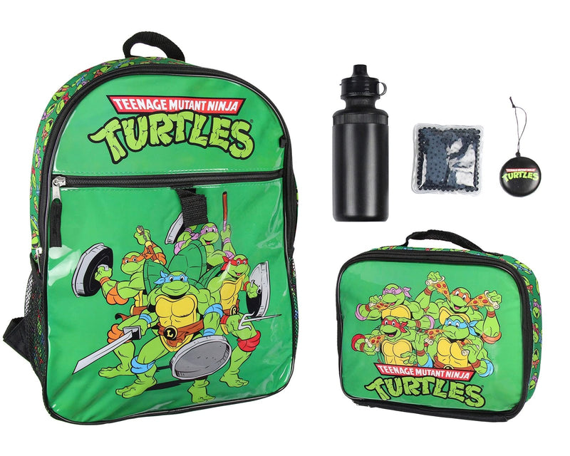 INTIMO Nickelodeon Teenage Mutant Ninja Turtles Team Leonardo Raphael Donatello Michelangelo 5 PC Backpack Lunch box Water Bottle 16"