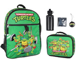 INTIMO Nickelodeon Teenage Mutant Ninja Turtles Team Leonardo Raphael Donatello Michelangelo 5 PC Backpack Lunch box Water Bottle 16"