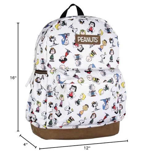 INTIMO Peanuts Snoopy Charlie Brown Sally Linus Cute School Travel Backpack With Faux Leather Bottom 16"