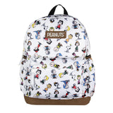 INTIMO Peanuts Snoopy Charlie Brown Sally Linus Cute School Travel Backpack With Faux Leather Bottom 16"