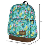 INTIMO SpongeBob SquarePants And Patrick Star Tropical School Travel Backpack With Faux Leather Bottom 16"