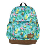 INTIMO SpongeBob SquarePants And Patrick Star Tropical School Travel Backpack With Faux Leather Bottom 16"