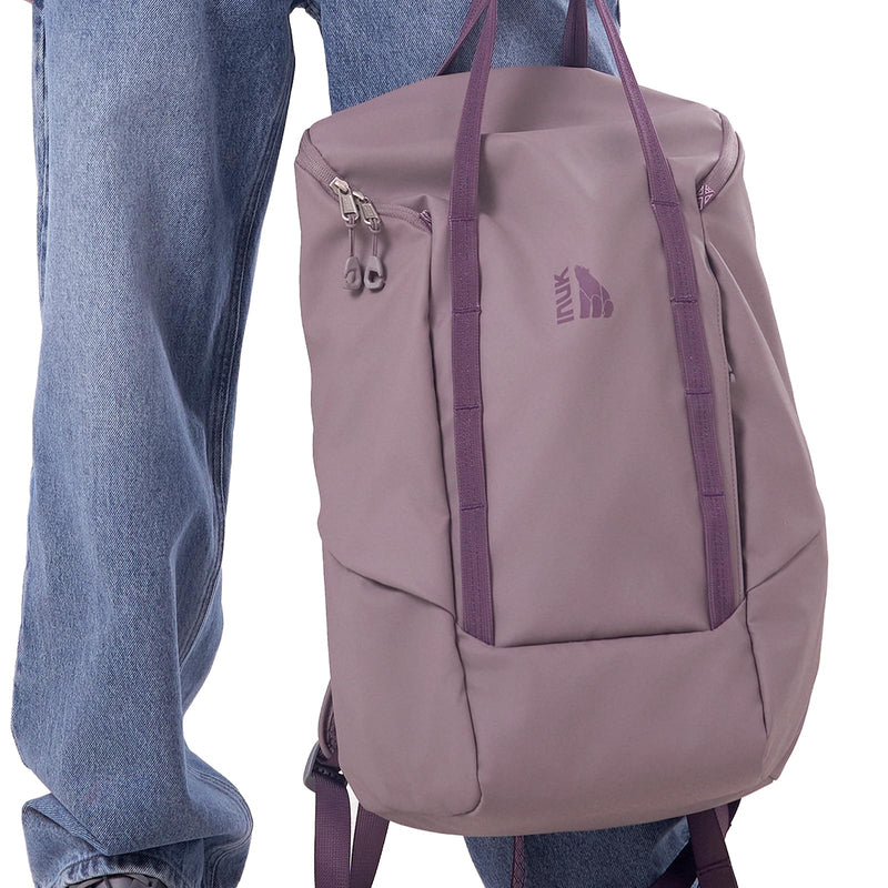 INUK Laptop Backpack for College Students & Work, 25L Lightweight Waterproof Backpack for Business Travel, Hiking Daypack with Padded Sleeve and Safety Whistle, Made from Recycled Materials，Purple