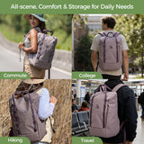 INUK Laptop Backpack for College Students & Work, 25L Lightweight Waterproof Backpack for Business Travel, Hiking Daypack with Padded Sleeve and Safety Whistle, Made from Recycled Materials，Purple