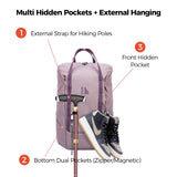 INUK Laptop Backpack for College Students & Work, 25L Lightweight Waterproof Backpack for Business Travel, Hiking Daypack with Padded Sleeve and Safety Whistle, Made from Recycled Materials，Purple