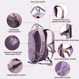 INUK Laptop Backpack for College Students & Work, 25L Lightweight Waterproof Backpack for Business Travel, Hiking Daypack with Padded Sleeve and Safety Whistle, Made from Recycled Materials，Purple