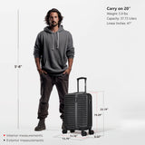 InUSA ALLY Travel Suitcase with Spinner Wheels | Lightweight Ergonomic Luggage Handles and TSA Lock, Spacious Travel Suitcases | 20 Inch Hardside Carry On Luggage | Black