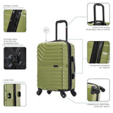 InUSA AURUM Hardside Luggage with Spinner Wheels | 20 in Durable Lightweight Carry on Suitcase for Travel | Zipper Clouser Suit Case with Gel Handles and Trolley | Green