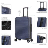 InUSA DEEP Luggage with GEL Handle | Spacious Traveling Suitcases, Travel Suitcase with Dual Spinner Wheels and Studs | 24 Inch Medium Hardside Luggage | Blue
