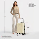 InUSA DRIP Hardside Luggage with Spinner Wheels | 20 in Durable Lightweight Carry on Suitcase for Travel | Zipper Clouser Suit Case with Gel Handles and Trolley | Sand