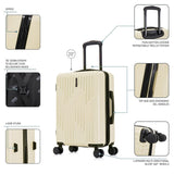 InUSA DRIP Hardside Luggage with Spinner Wheels | 20 in Durable Lightweight Carry on Suitcase for Travel | Zipper Clouser Suit Case with Gel Handles and Trolley | Sand