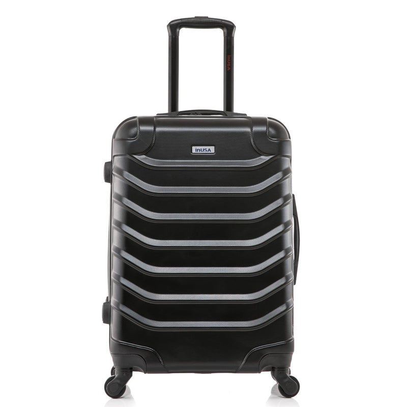 InUSA ENDURANCE Luggage with Spinner Wheels | Durable Lightweight Hardside Suitcase, Spacious Travel Bag with Handle and Trolley | 24 - Inch Medium Checked Luggage | Black
