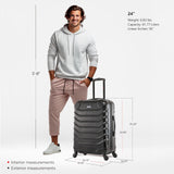 InUSA ENDURANCE Luggage with Spinner Wheels | Durable Lightweight Hardside Suitcase, Spacious Travel Bag with Handle and Trolley | 24 - Inch Medium Checked Luggage | Black