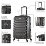 InUSA ENDURANCE Luggage with Spinner Wheels | Durable Lightweight Hardside Suitcase, Spacious Travel Bag with Handle and Trolley | 24 - Inch Medium Checked Luggage | Black