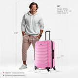 InUSA ENDURANCE Luggage with Spinner Wheels | Durable Lightweight Hardside Suitcase, Spacious Travel Bag with Handle and Trolley | 28 - Inch Large Checked Luggage | Pink