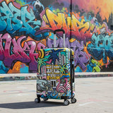 InUSA Miami Print Luggage with Spinner Wheels | Durable Lightweight Hardside Suitcase | Travel Bag with Handle and Trolley | 24 - Inch Medium Checked luggage