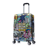 InUSA Miami Print Luggage with Spinner Wheels | Durable Lightweight Hardside Suitcase | Travel Bag with Handle and Trolley | 24 - Inch Medium Checked luggage