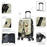 InUSA Paris Print Luggage with Spinner Wheels | Durable Lightweight Hardside Suitcase | Travel Bag with Handle and Trolley | 20 Inch Carry - On Spinner Luggage