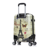 InUSA Paris Print Luggage with Spinner Wheels | Durable Lightweight Hardside Suitcase | Travel Bag with Handle and Trolley | 20 Inch Carry - On Spinner Luggage