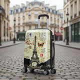 InUSA Paris Print Luggage with Spinner Wheels | Durable Lightweight Hardside Suitcase | Travel Bag with Handle and Trolley | 20 Inch Carry - On Spinner Luggage